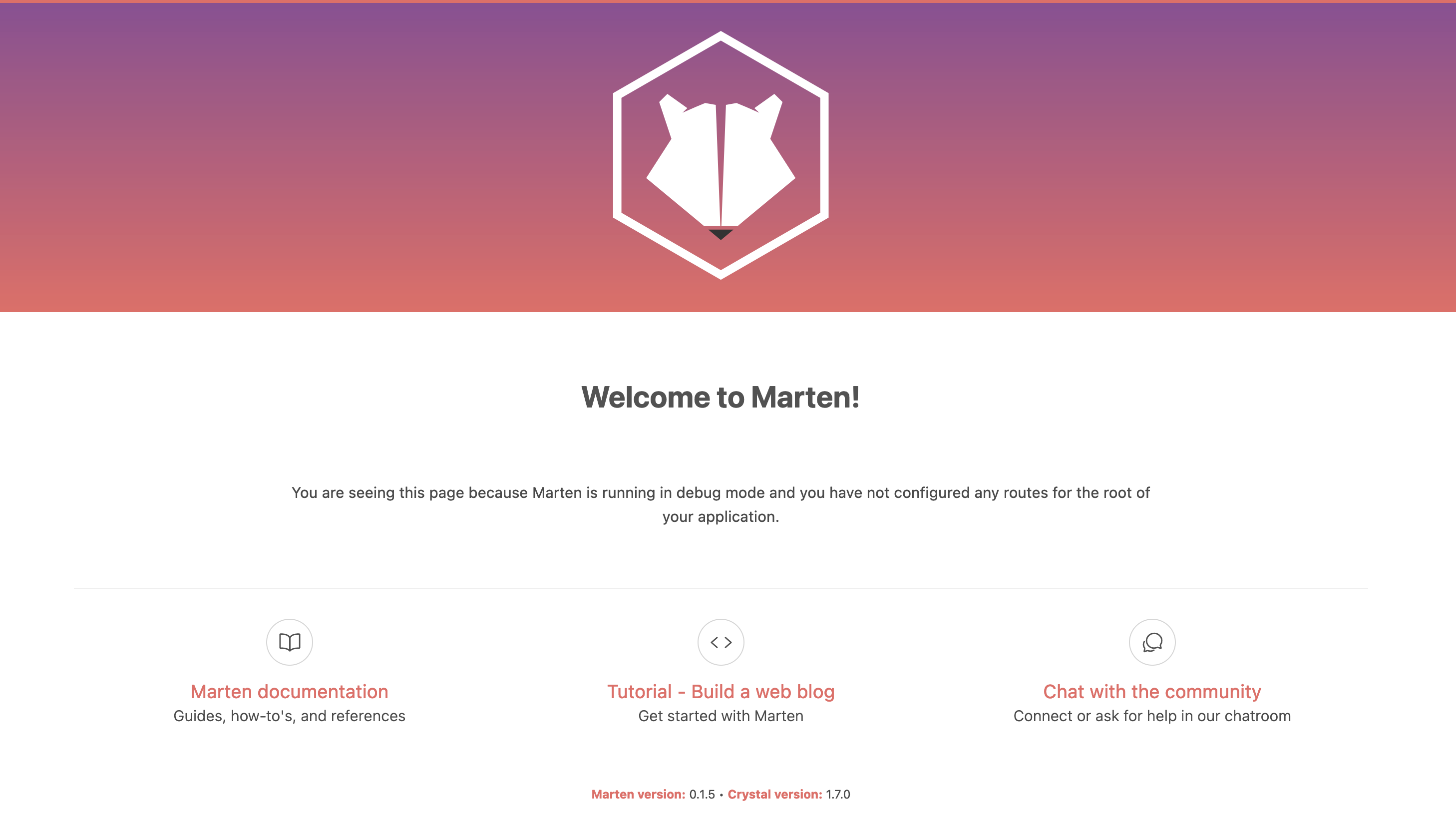 Marten welcome page